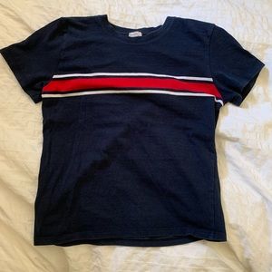 ✨3/$25✨Brandy Melville Navy T-shirt with Red Strip